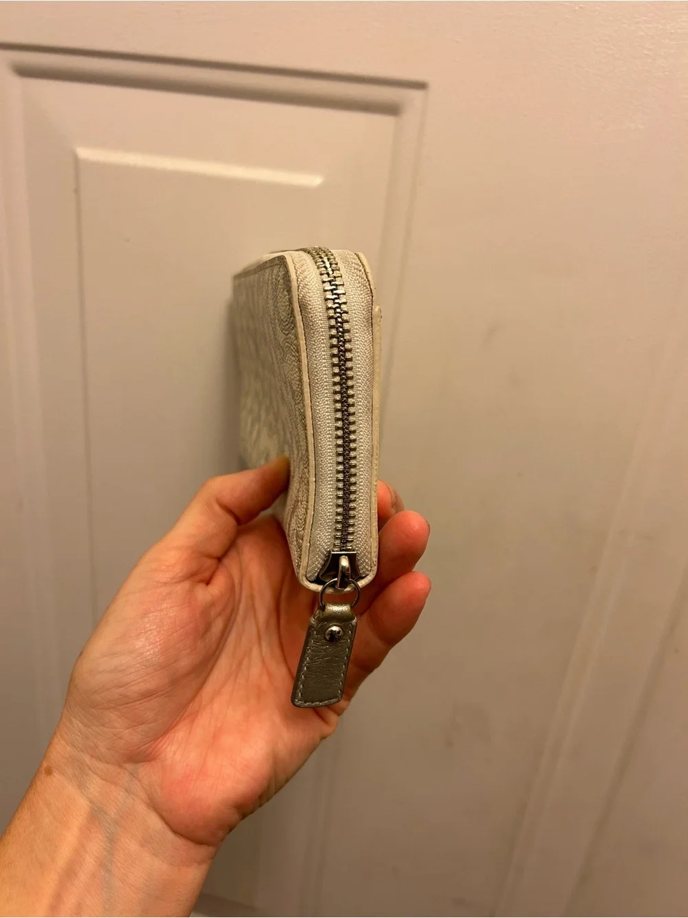 Women's Cream Coach Zip-Around Wallet
